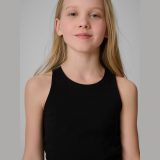 Crop top slim hladký dievčenský - čierny · záber 2