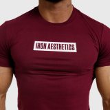Pánske fitness tričko Iron Aesthetics Boxed, bordové · záber 3