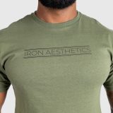 Pánske fitness tričko Iron Aesthetics Glam, vojenská zelená · záber 4