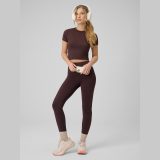 T-shirt slim hladký dámsky - hnedé · záber 2