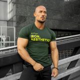 Pánske fitness tričko Iron Aesthetics Be Stronger, zelené · záber 1