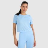 Dámske rýchloschnúce tréningové crop-top tričko - modré · záber 1