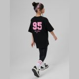 T-shirt loose s potlačou dievčenský - čierny · záber 7