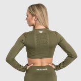 Bezšvový crop top Iron Aesthetics Rift, zelený · záber 4
