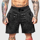 Teplákové kraťasy Iron Aesthetics College, washed black · záber 2