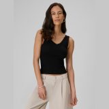 Top slim z rebrovanej pleteniny dámsky - čierny · záber 5