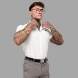 Strečová košeľa Iron Aesthetics Short Slim Stretch, natural · záber 2