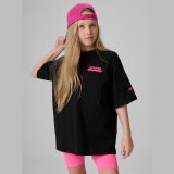 T-shirt loose s potlačou dievčenský - čierny · záber 1
