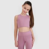 Dievčenský rýchloschnúci športový crop top 4F JUNIOR x Anna Lewandowska - ružový · záber 1