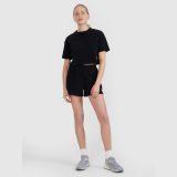 Dámske crop-top tričko z vaflovej pleteniny - čierne · záber 2