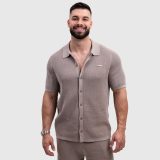 Pánska pletená košeľa Iron Aesthetics Vibe, béžová · záber 1