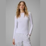 Slim hladký longsleeve dámsky - biely · záber 1