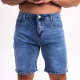 Pánske rifľové kraťasy Iron Aesthetics Denim Stretch, modré · záber 4