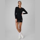 Dámsky tréningový slim rýchloschnúci longsleeve - čierny · záber 2