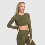 Bezšvový crop top Iron Aesthetics Rift, zelený · záber 2