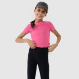 Dievčenské slim crop top tričko bez potlače - ružové · záber 1