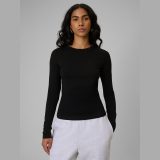 Slim hladký longsleeve dámsky - čierny · záber 1