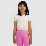 Dievčenský slim crop top hladký - biely · záber 1
