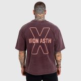 Pánske tričko Iron Aesthetics X Washed, burgundy · záber 4